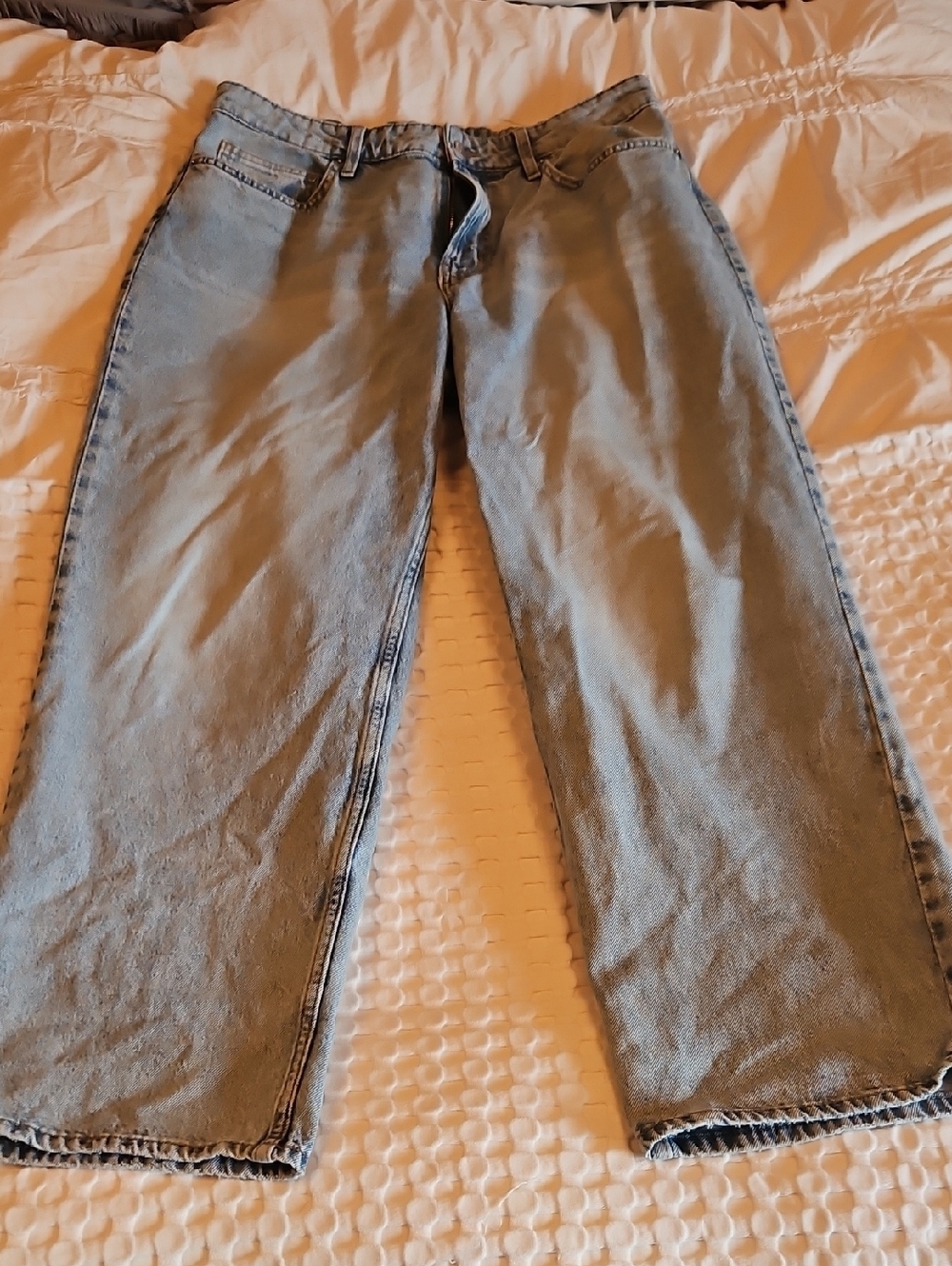 H&m Curvy Fit, Baggy, Low Waist Light Blue Straight-Leg Jeans Siz 10